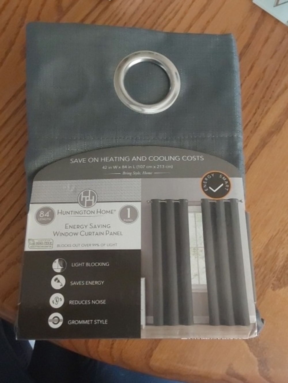 Huntington Home Energy Saving Window curtain Panel Charcoal gray